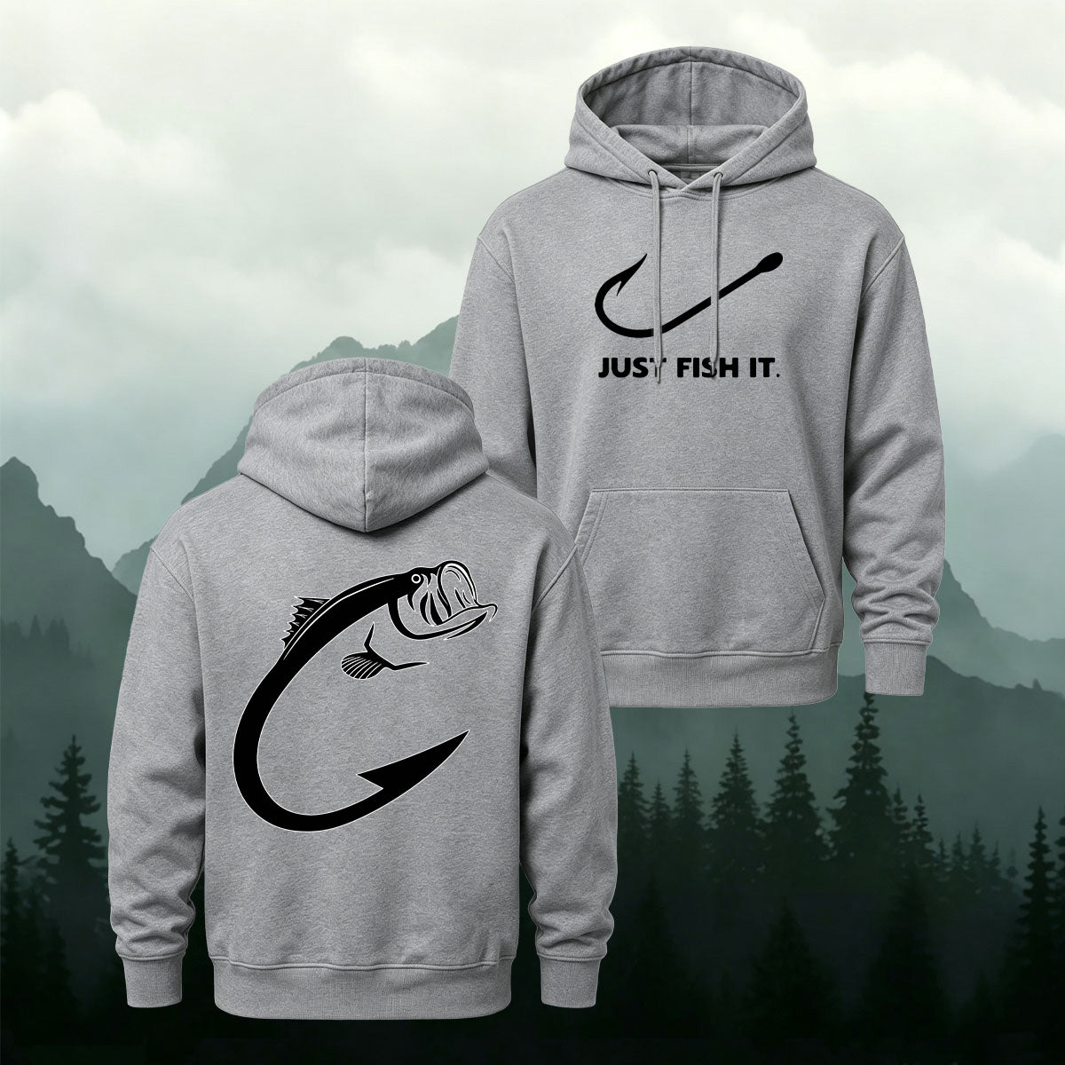 Angler Just Fish It Slogan Heavyweight Hoodie