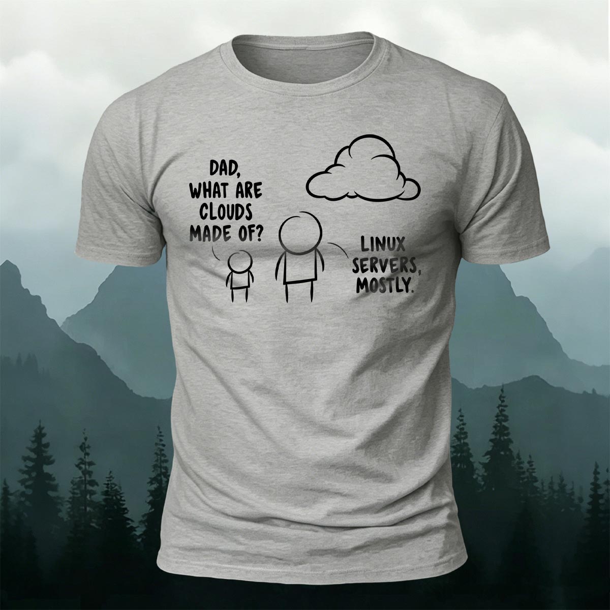 IT Joke Cloud Servers Premium Cotton Casual Tee