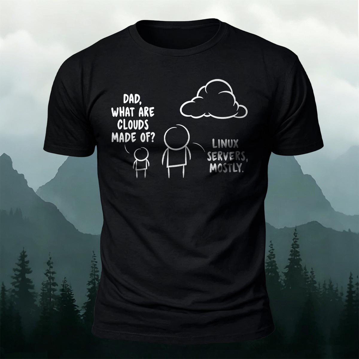 IT Joke Cloud Servers Premium Cotton Casual Tee