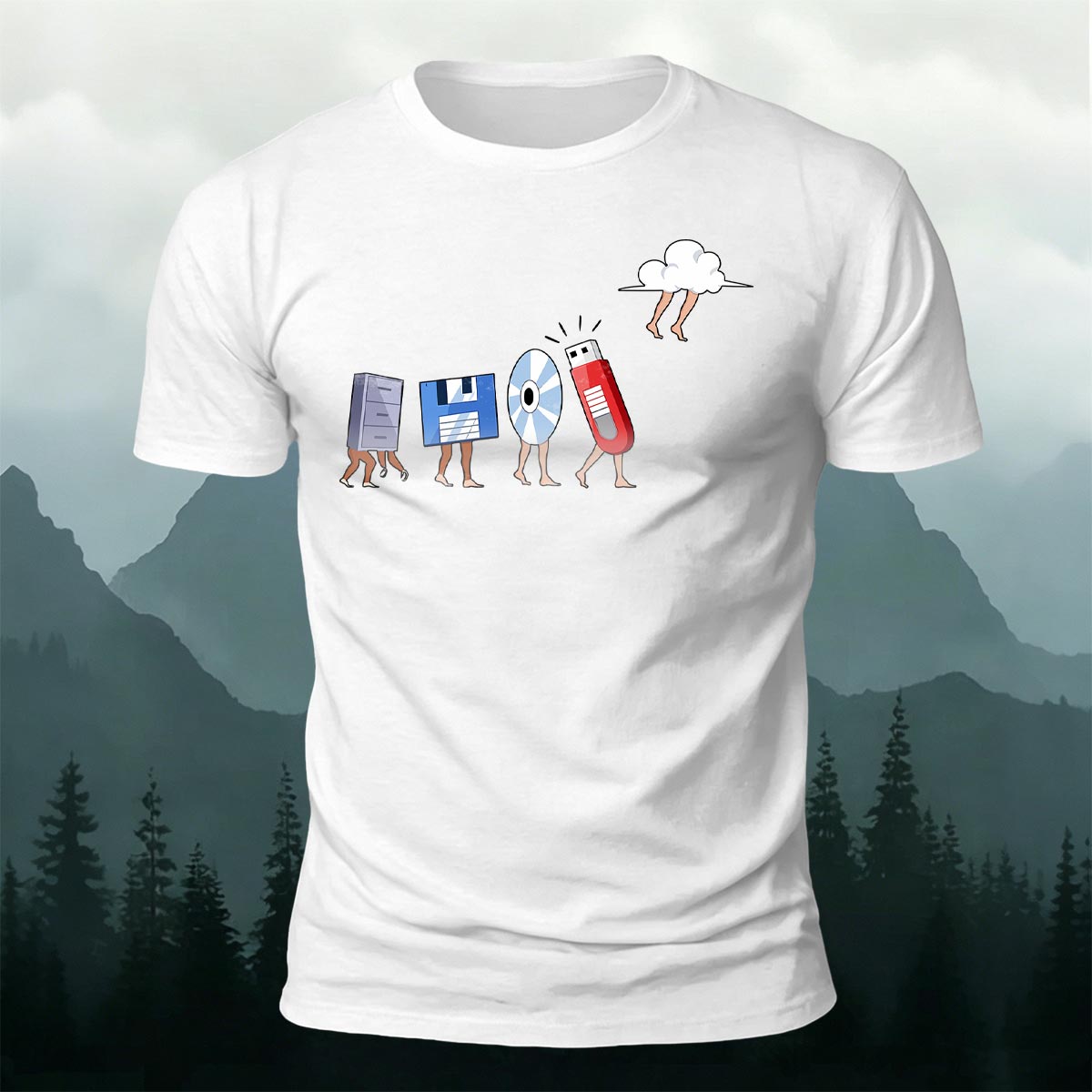 Retro Computer Storage Devices Premium Cotton Tee