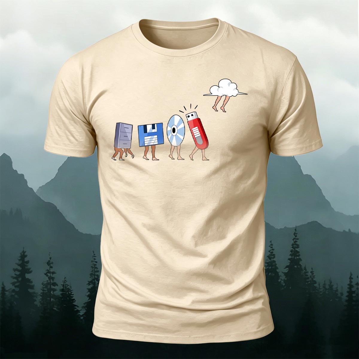 Retro Computer Storage Devices Premium Cotton Tee