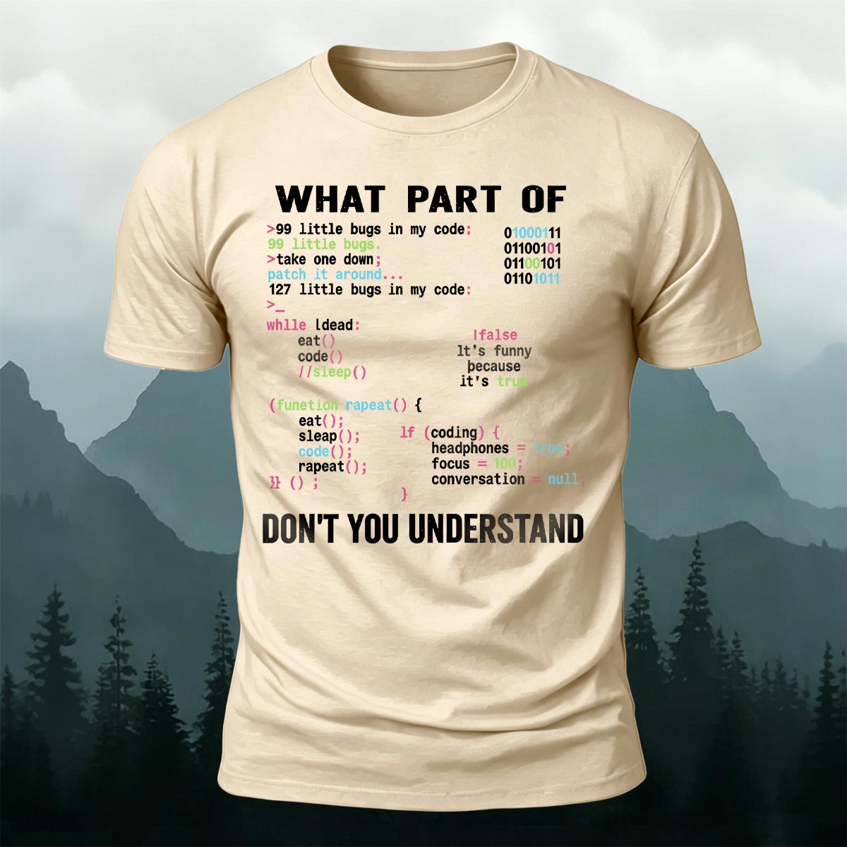 Funny Coder Bug Premium Cotton Casual Tee