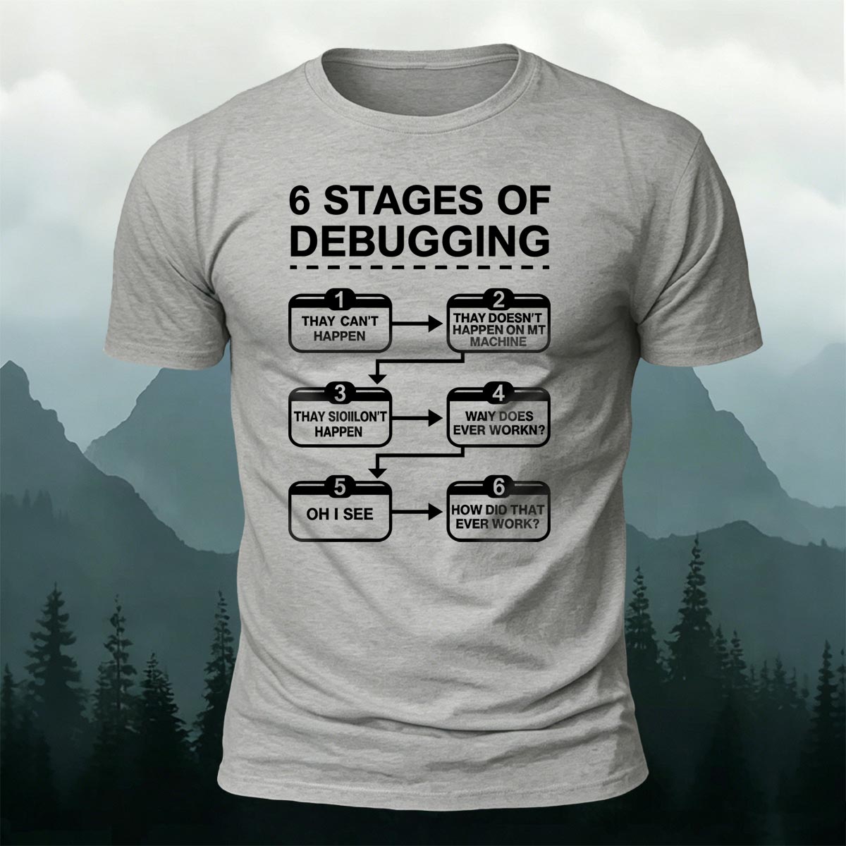 Funny Debugging Process Coder Casual Cotton Tee