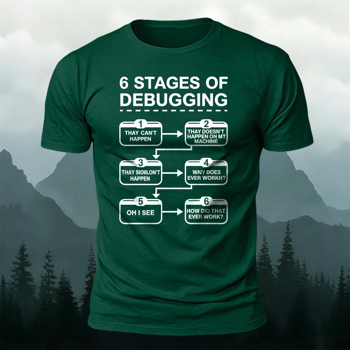 Funny Debugging Process Coder Casual Cotton Tee