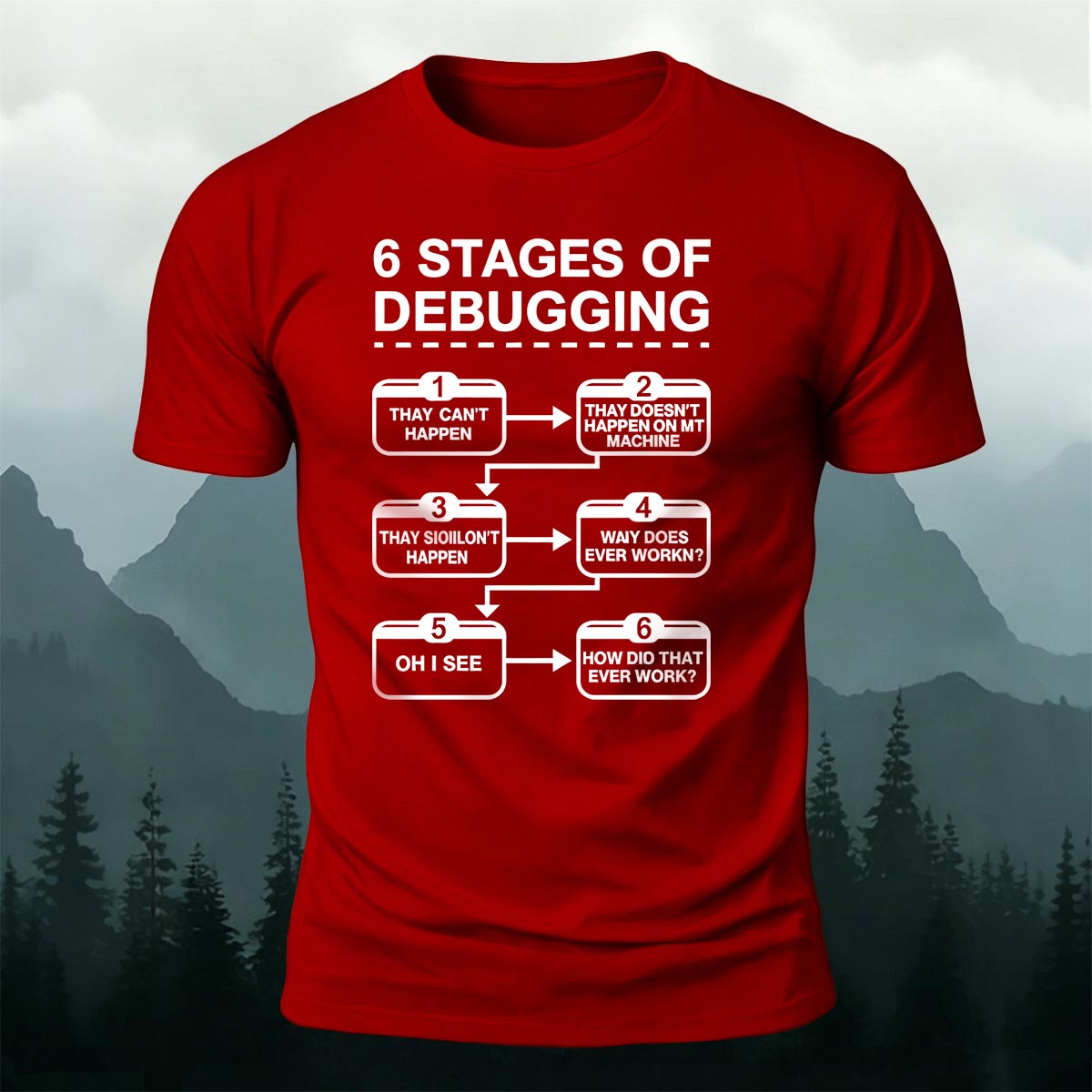 Funny Debugging Process Coder Casual Cotton Tee