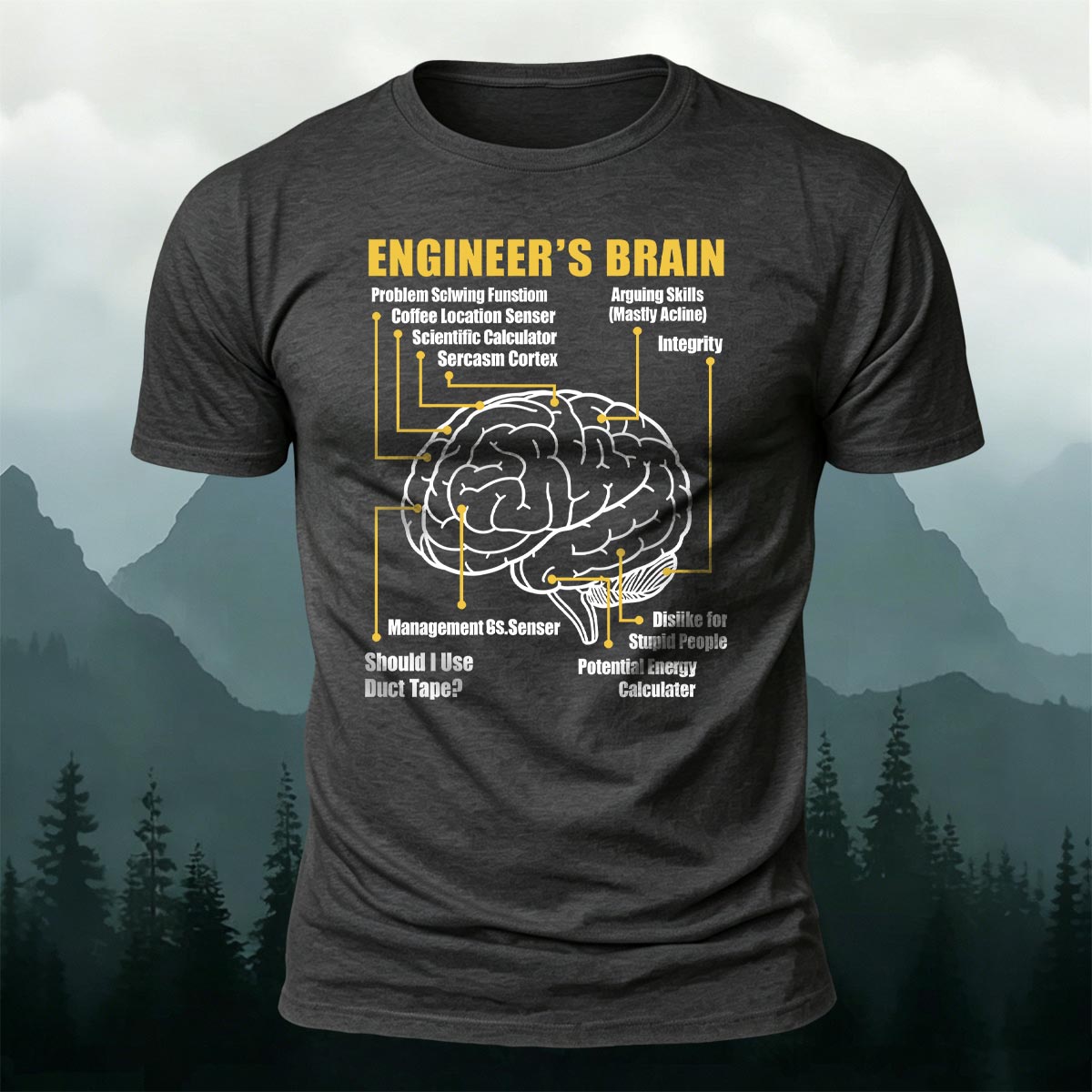 Funny Engineer Brain Diagram Casual Cotton T-Shirt
