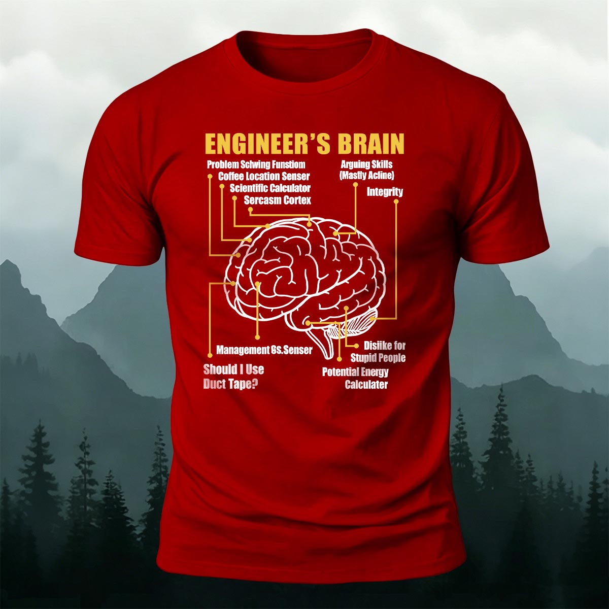 Funny Engineer Brain Diagram Casual Cotton T-Shirt