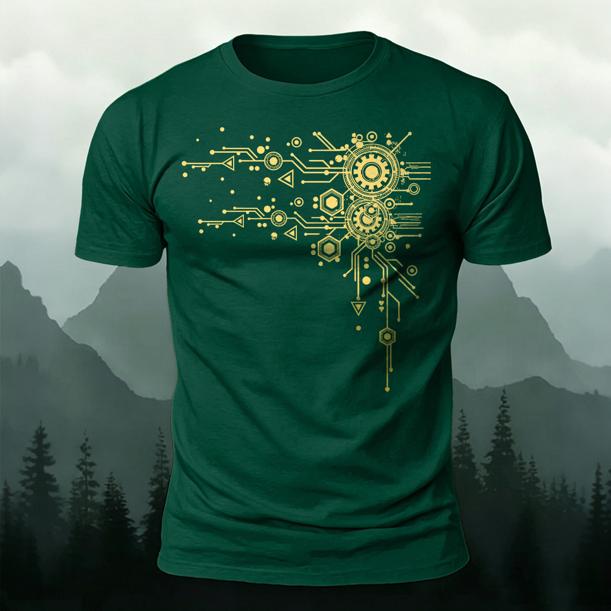 ギーク メカニカル 回路パターン プレミアムコットンTシャツ