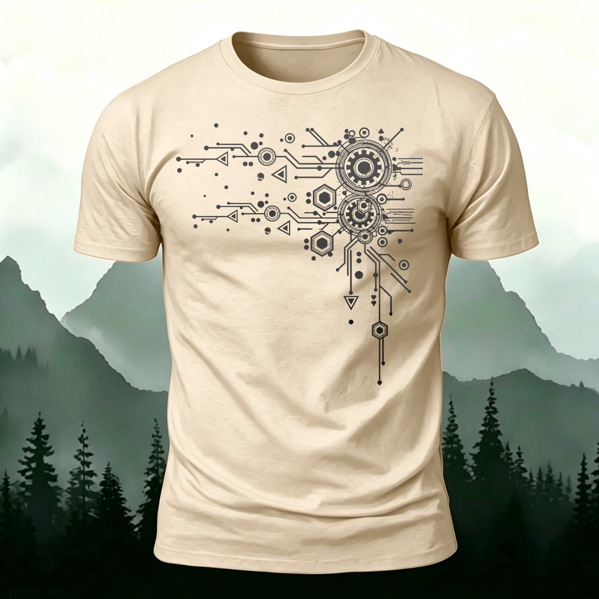 ギーク メカニカル 回路パターン プレミアムコットンTシャツ