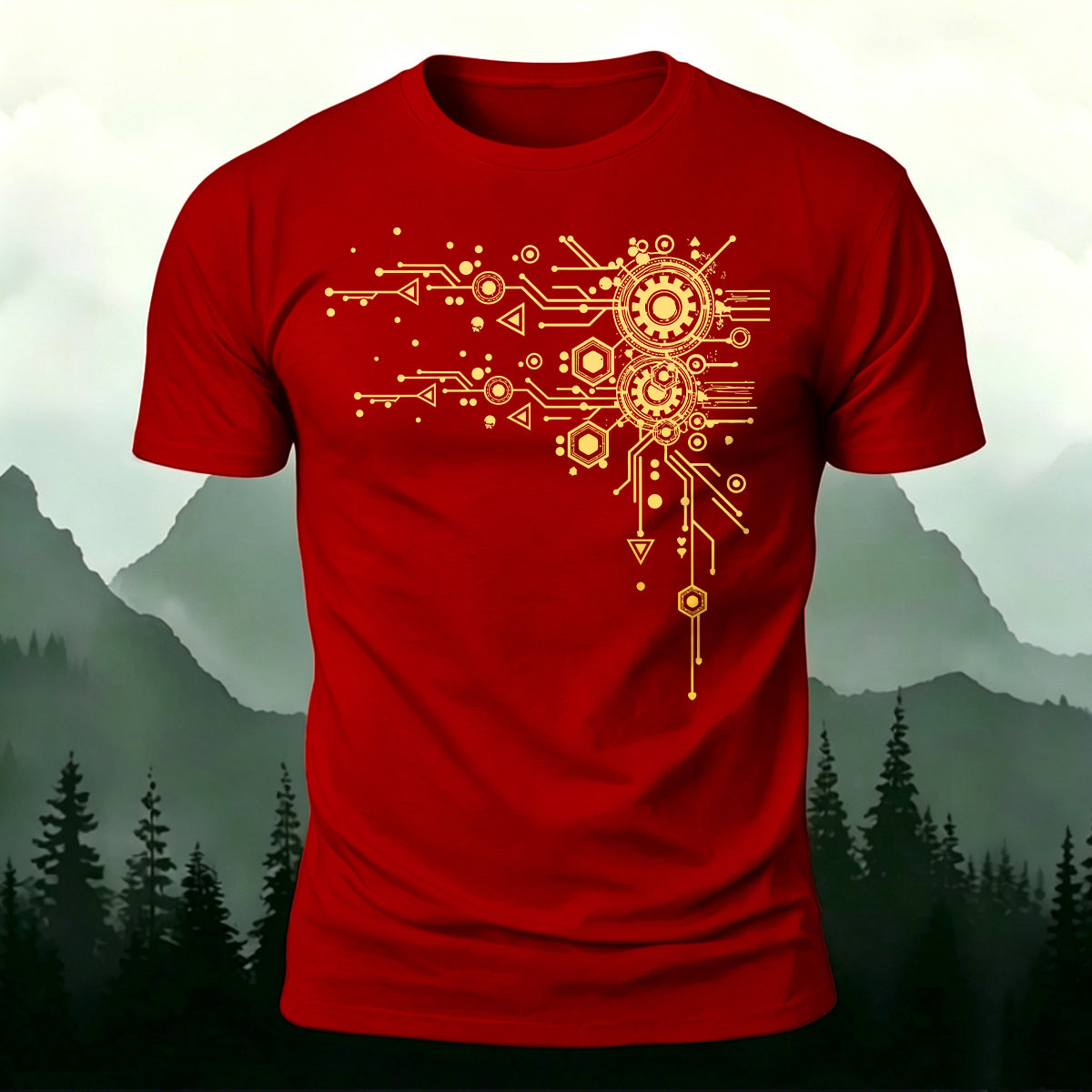 ギーク メカニカル 回路パターン プレミアムコットンTシャツ