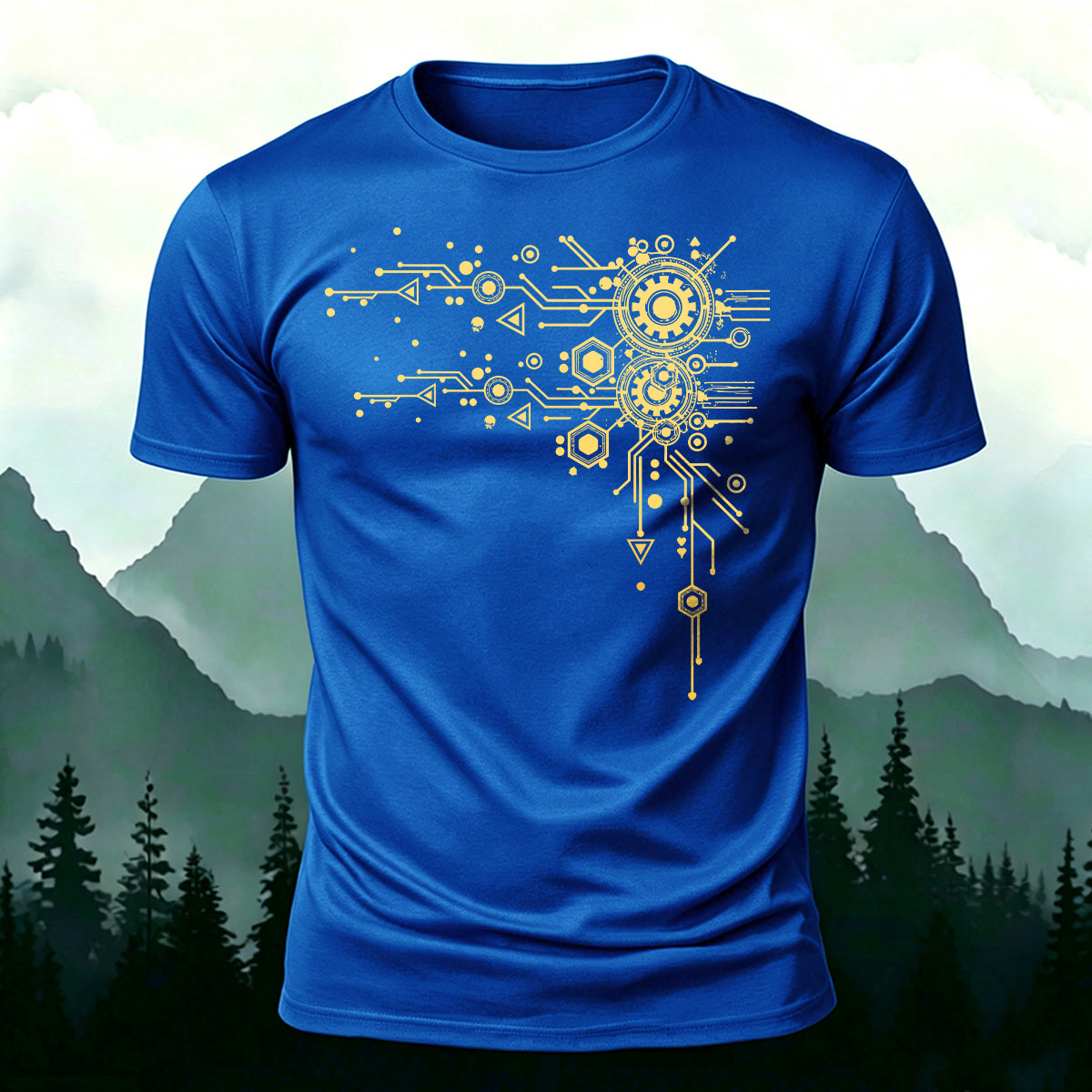 ギーク メカニカル 回路パターン プレミアムコットンTシャツ
