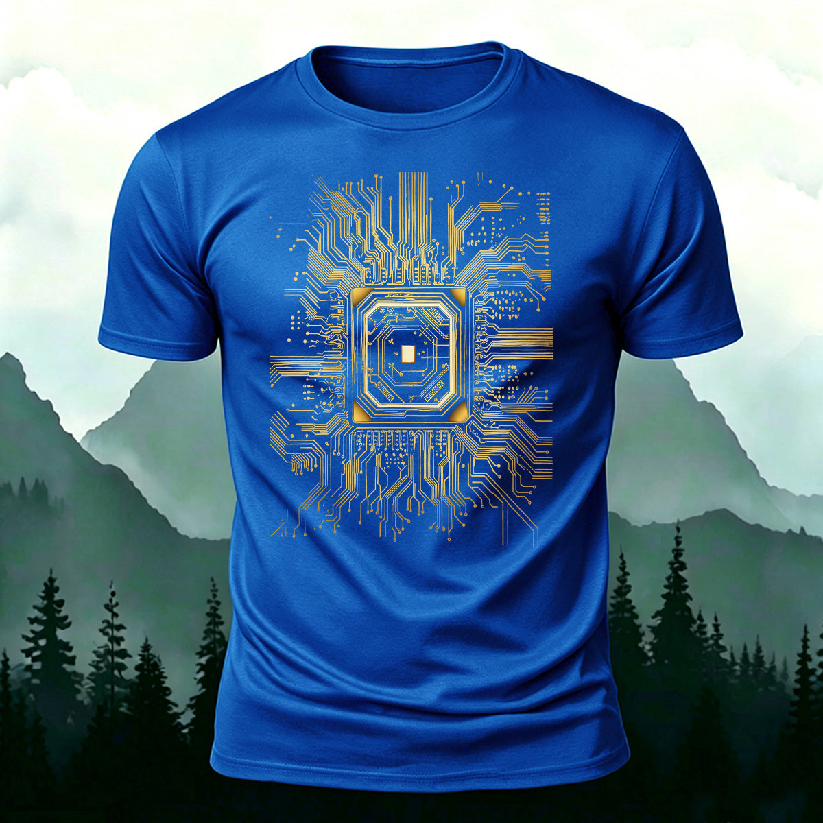 CPU Chip Circuit Board Pattern Premium Cotton T-Shirt