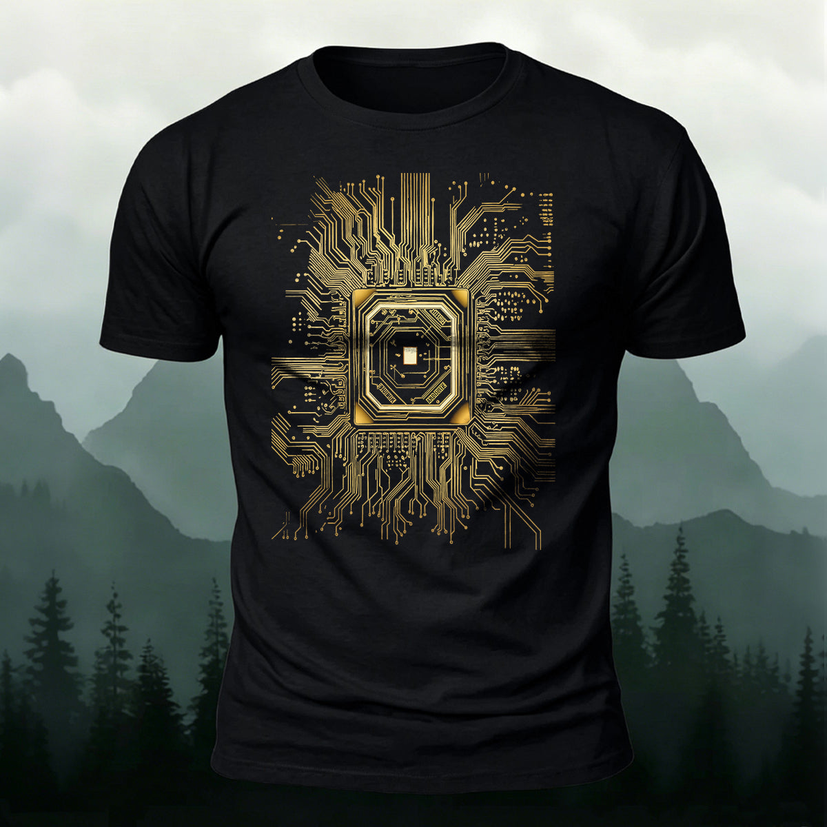 CPU Chip Circuit Board Pattern Premium Cotton T-Shirt