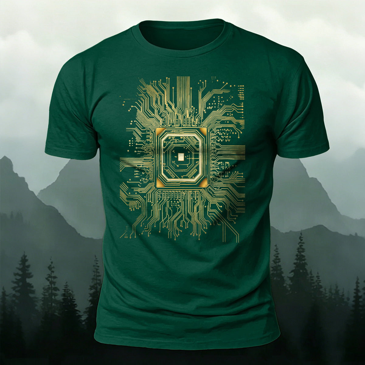 CPU Chip Circuit Board Pattern Premium Cotton T-Shirt