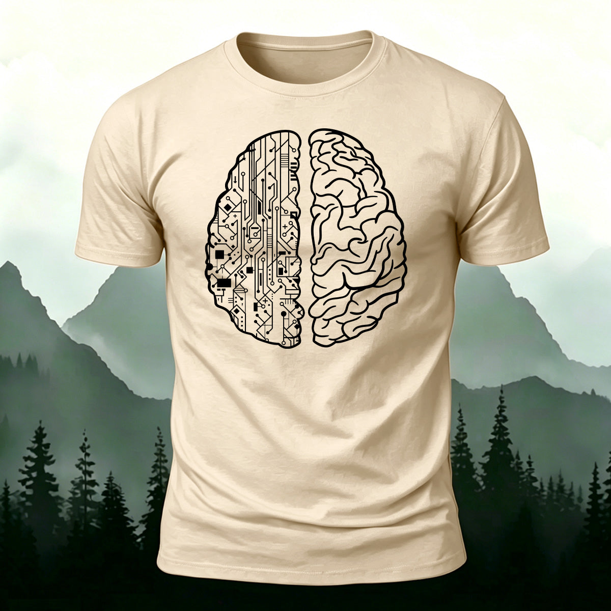 Creative Tech Brain Premium Cotton Casual T-Shirt