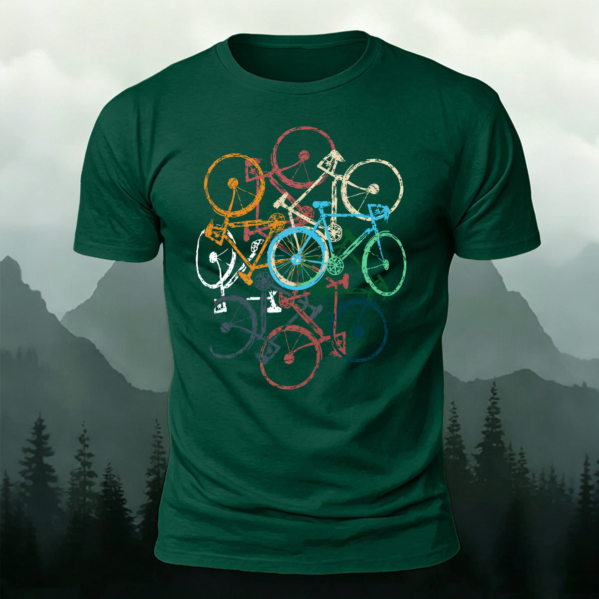 Vintage Layered Road Bike Casual Cotton T-Shirt