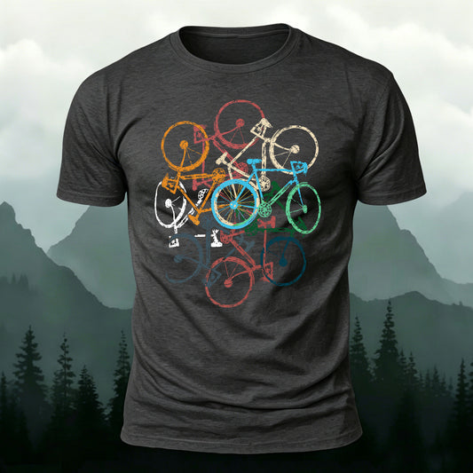 マルチカラー マウンテンバイク ヴィンテージグラフィック Tシャツ