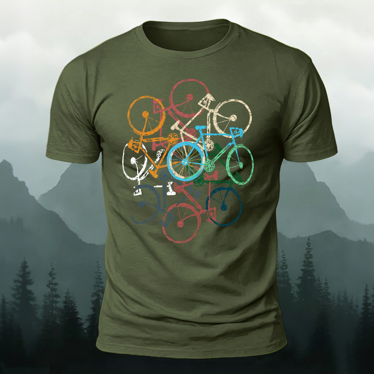 Vintage Layered Road Bike Casual Cotton T-Shirt