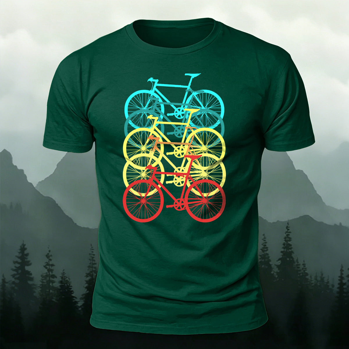 Vintage Layered Road Bike Casual Cotton T-Shirt