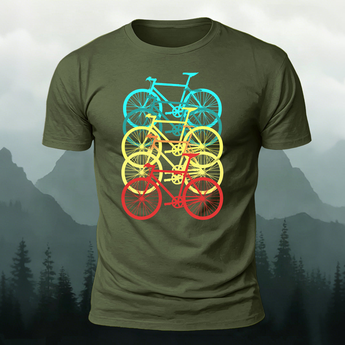 Vintage Layered Road Bike Casual Cotton T-Shirt