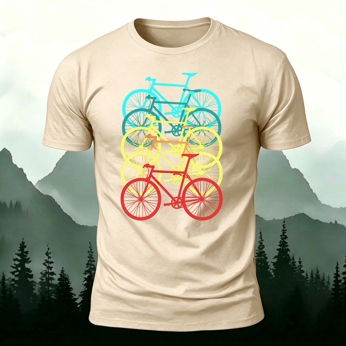 Vintage Layered Road Bike Casual Cotton T-Shirt
