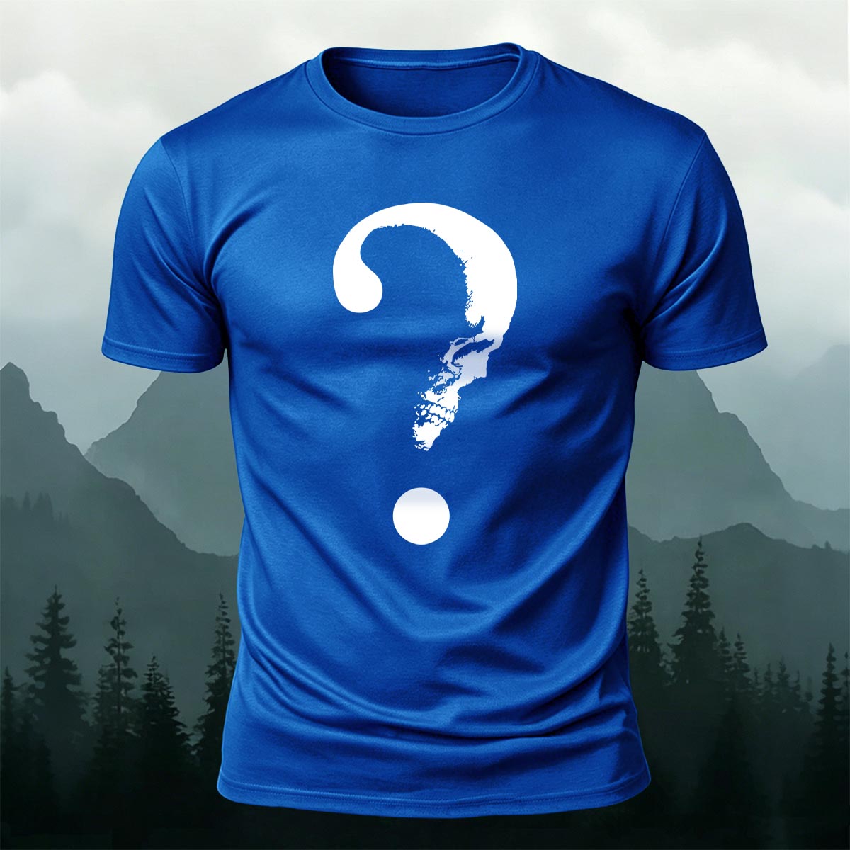 Skull Question Mark Dark Creative Premium Cotton T-Shirt