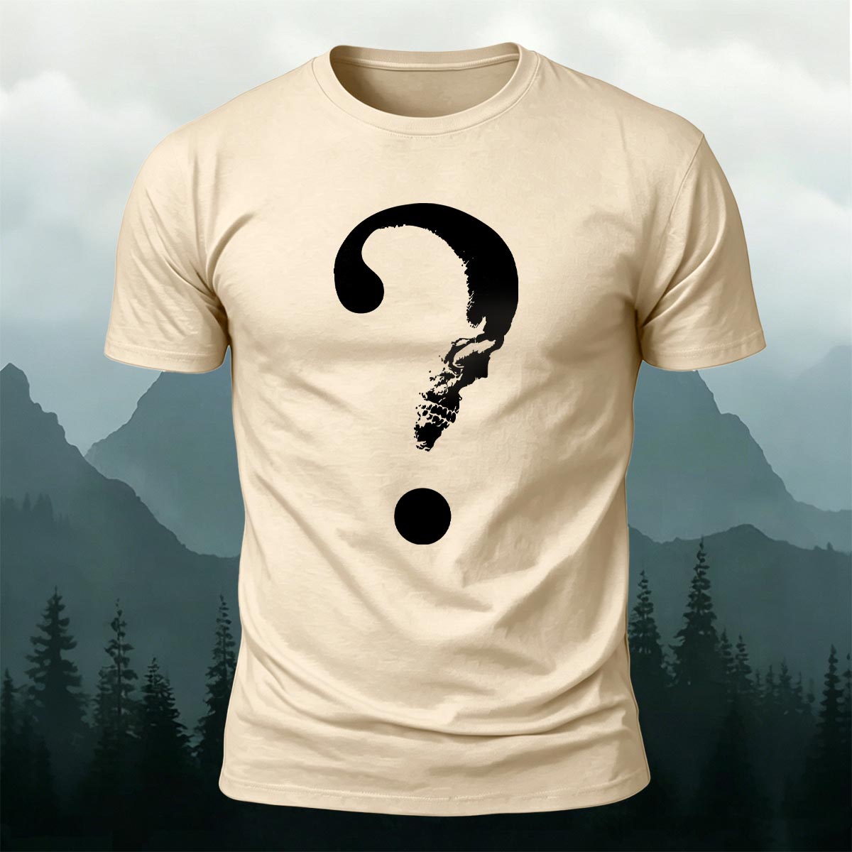 Skull Question Mark Dark Creative Premium Cotton T-Shirt