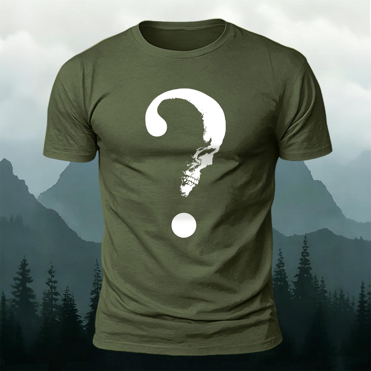 Skull Question Mark Dark Creative Premium Cotton T-Shirt