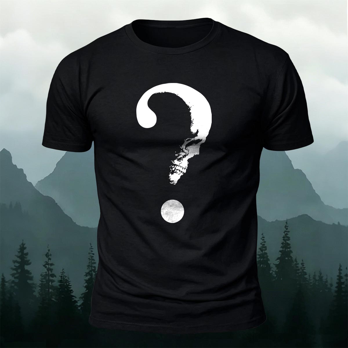 Skull Question Mark Dark Creative Premium Cotton T-Shirt