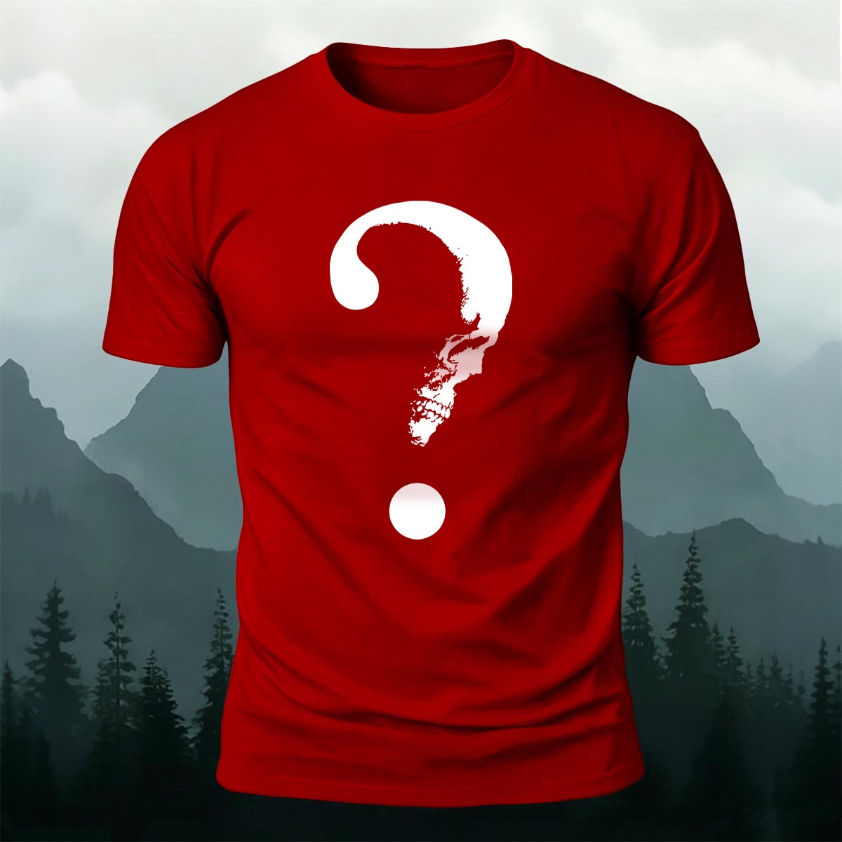 Skull Question Mark Dark Creative Premium Cotton T-Shirt