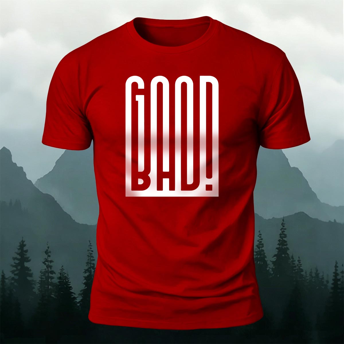 Contrast Good Bad Typography Casual Cotton T-Shirt