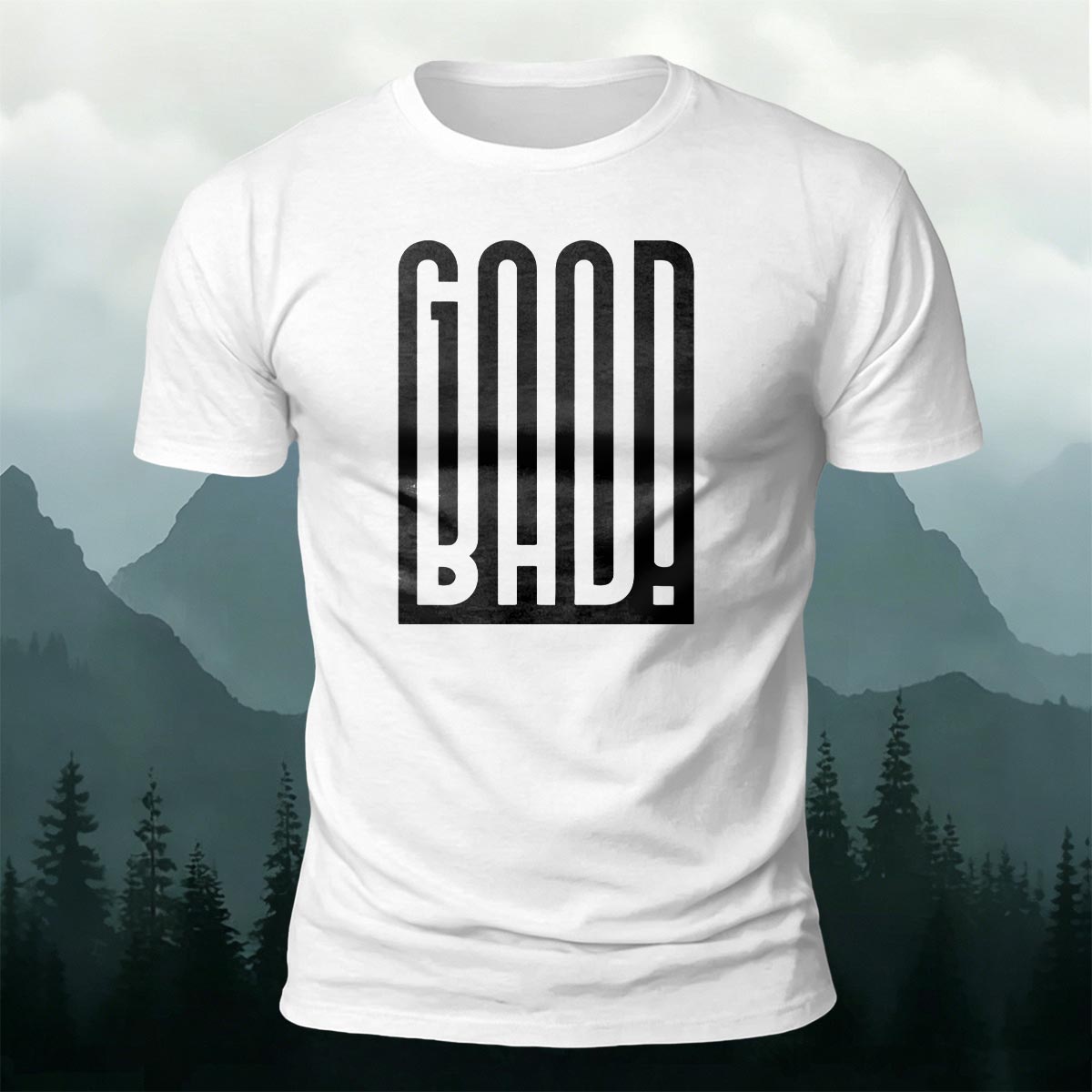 Contrast Good Bad Typography Casual Cotton T-Shirt