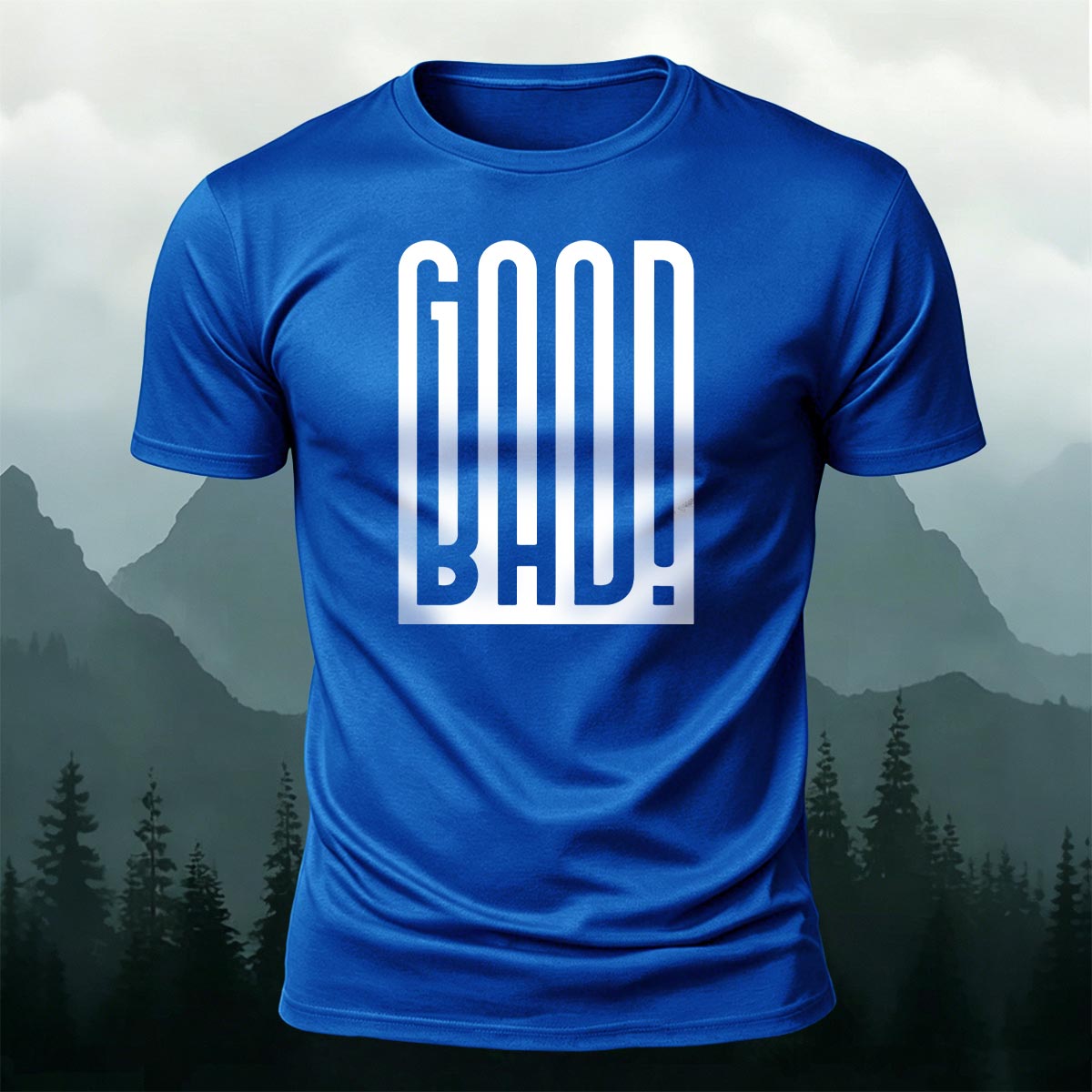 Contrast Good Bad Typography Casual Cotton T-Shirt