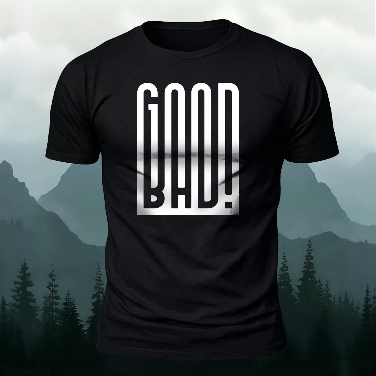 Contrast Good Bad Typography Casual Cotton T-Shirt