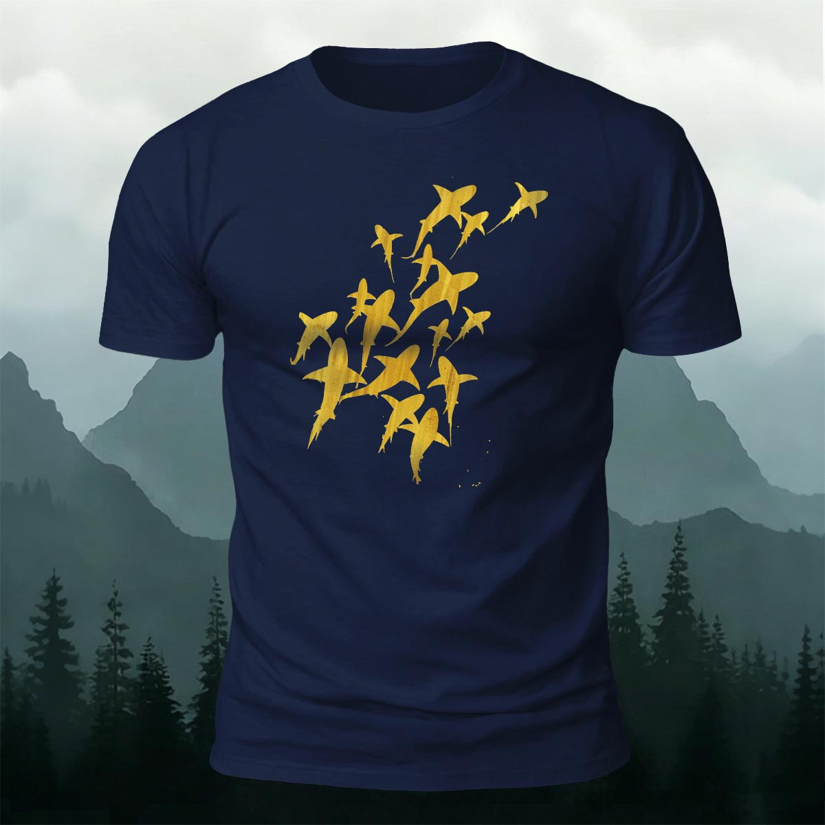 海の生物 サメ グループ プレミアムコットンTシャツ