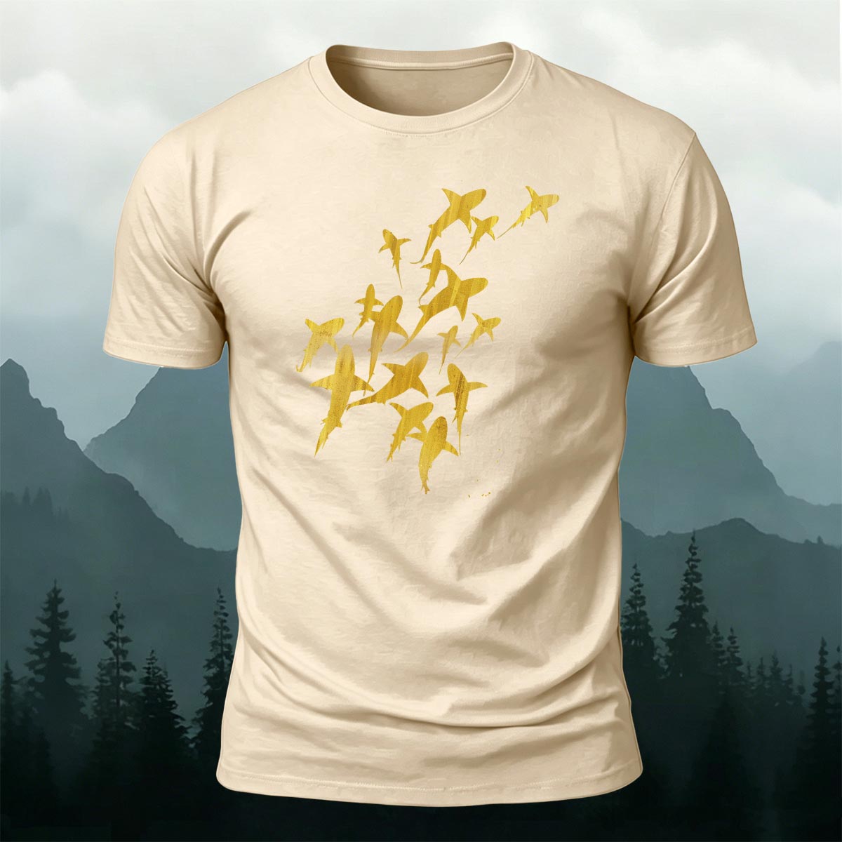 海の生物 サメ グループ プレミアムコットンTシャツ