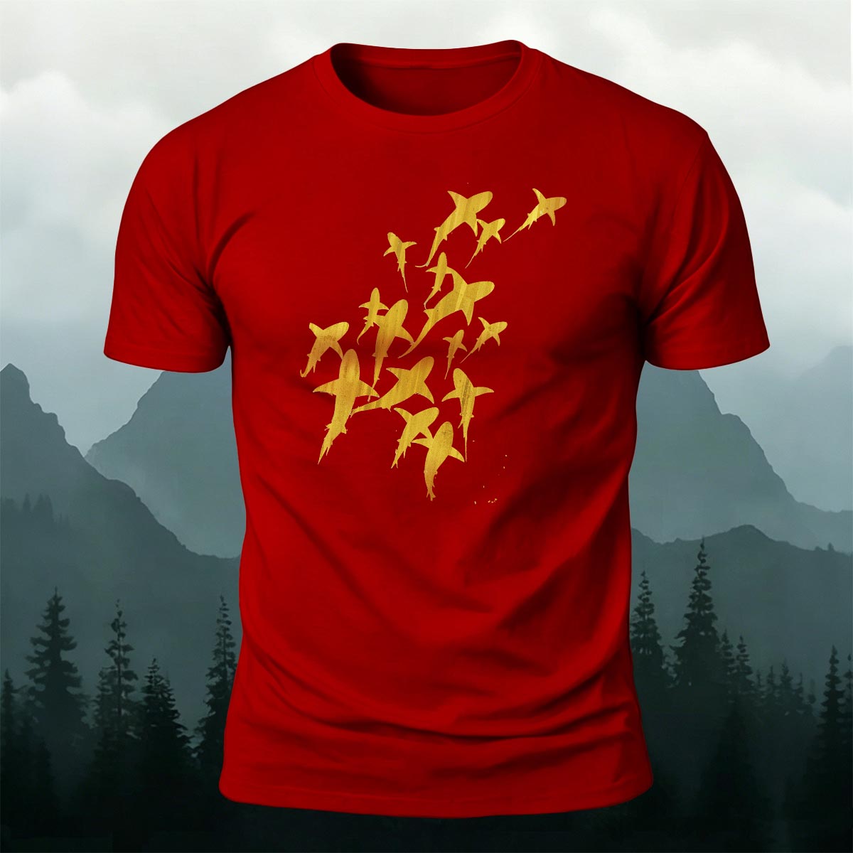 海の生物 サメ グループ プレミアムコットンTシャツ