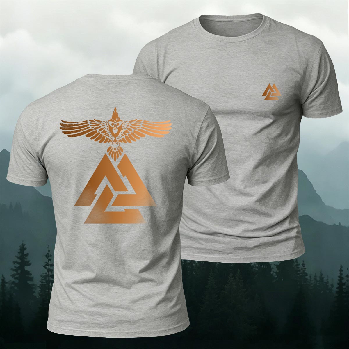 Viking Raven Valknut Symbol Premium Cotton Tee