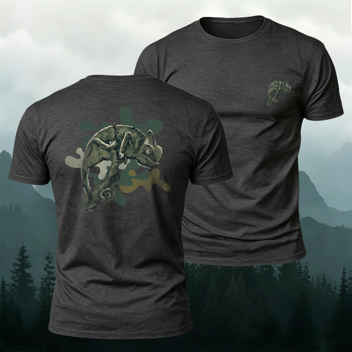 Vintage Camouflage Chameleon Premium Cotton T-Shirt