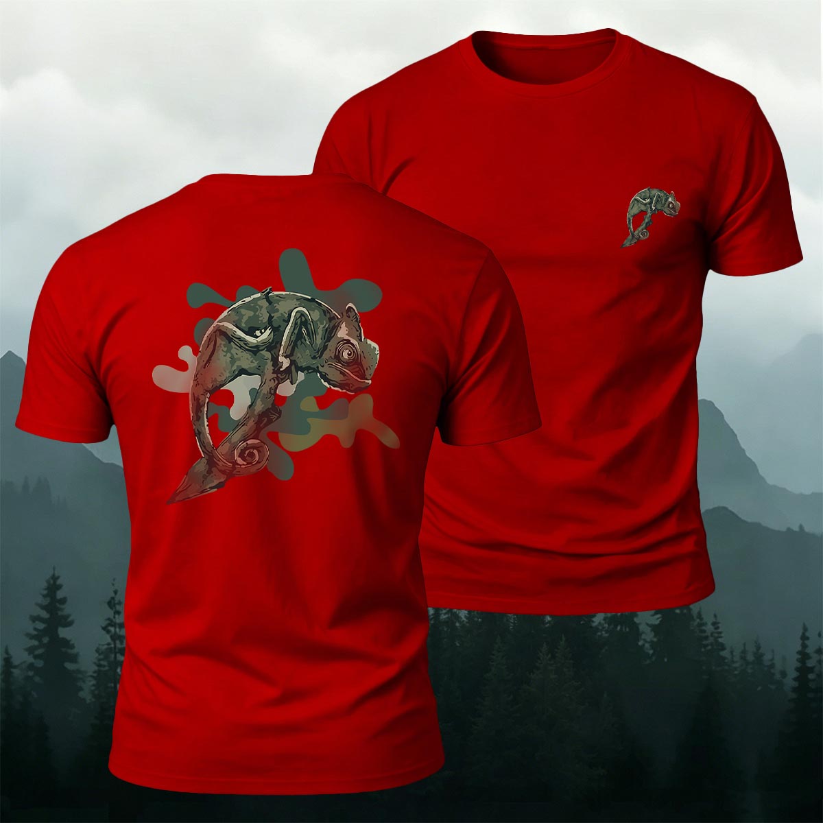 Vintage Camouflage Chameleon Premium Cotton T-Shirt