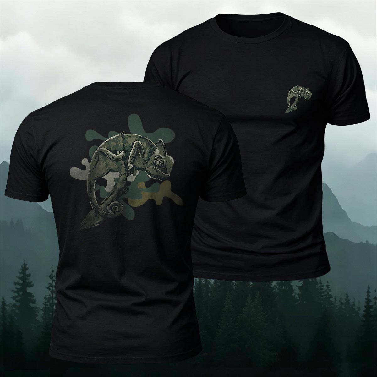 Vintage Camouflage Chameleon Premium Cotton T-Shirt