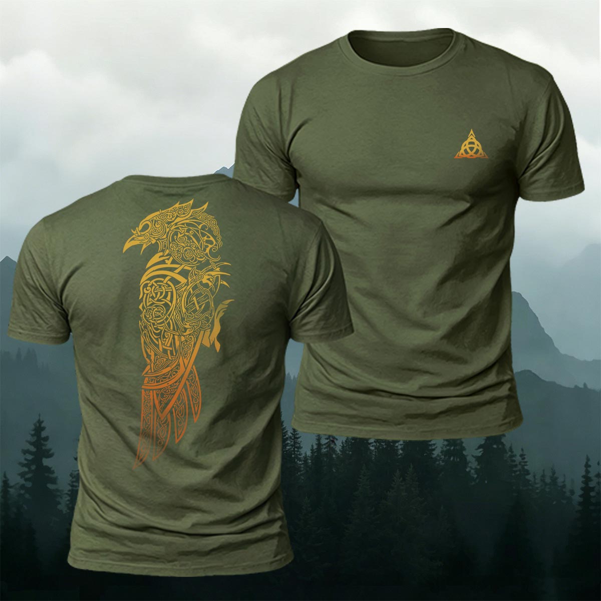 Viking Mythology Raven Premium Cotton Casual Tee