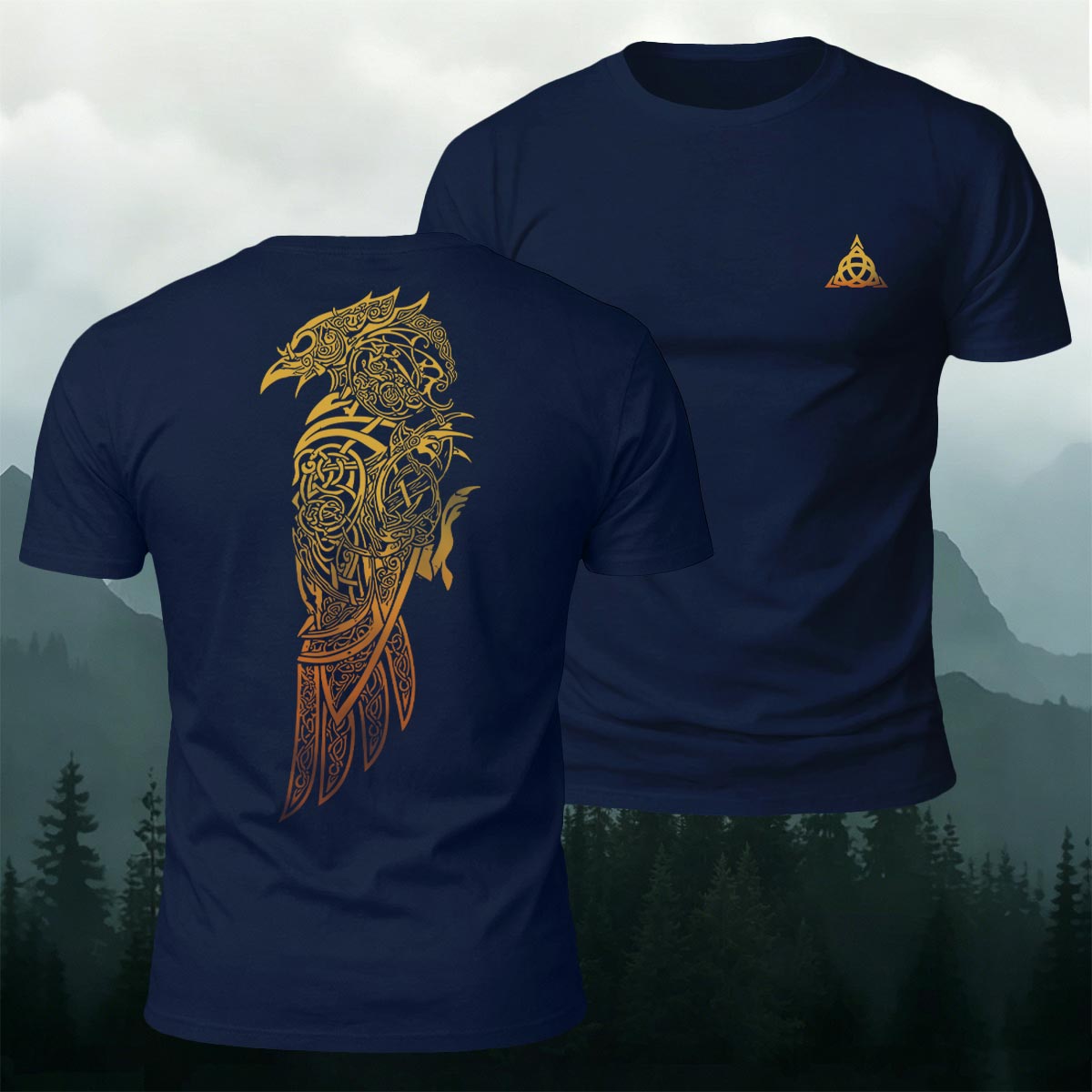 Viking Mythology Raven Premium Cotton Casual Tee