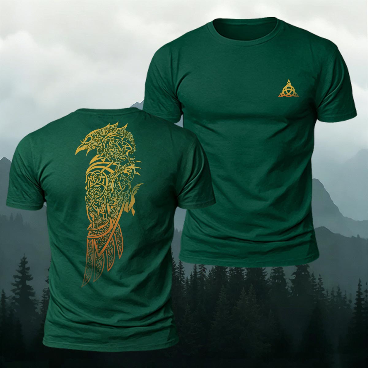 Viking Mythology Raven Premium Cotton Casual Tee