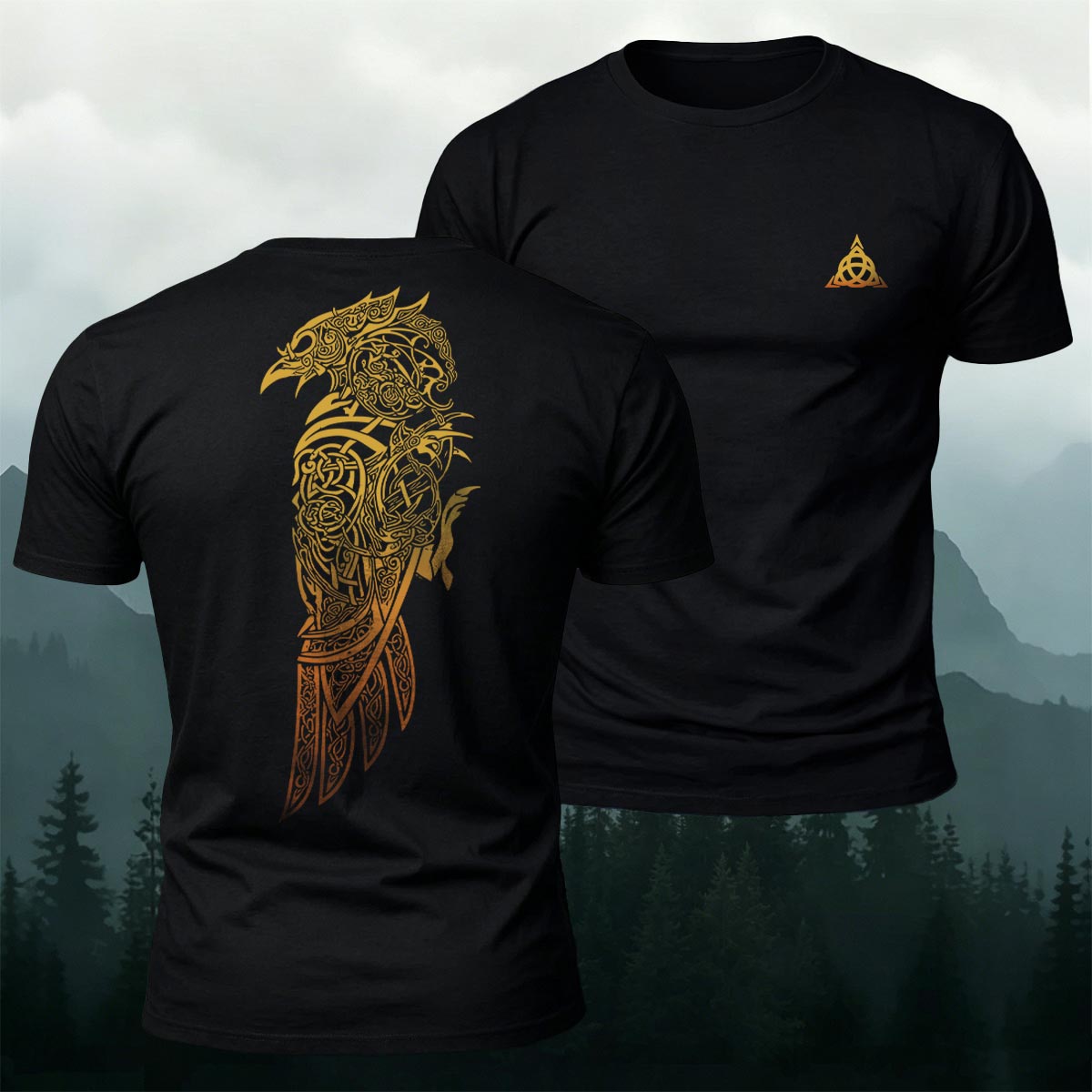 Viking Mythology Raven Premium Cotton Casual Tee