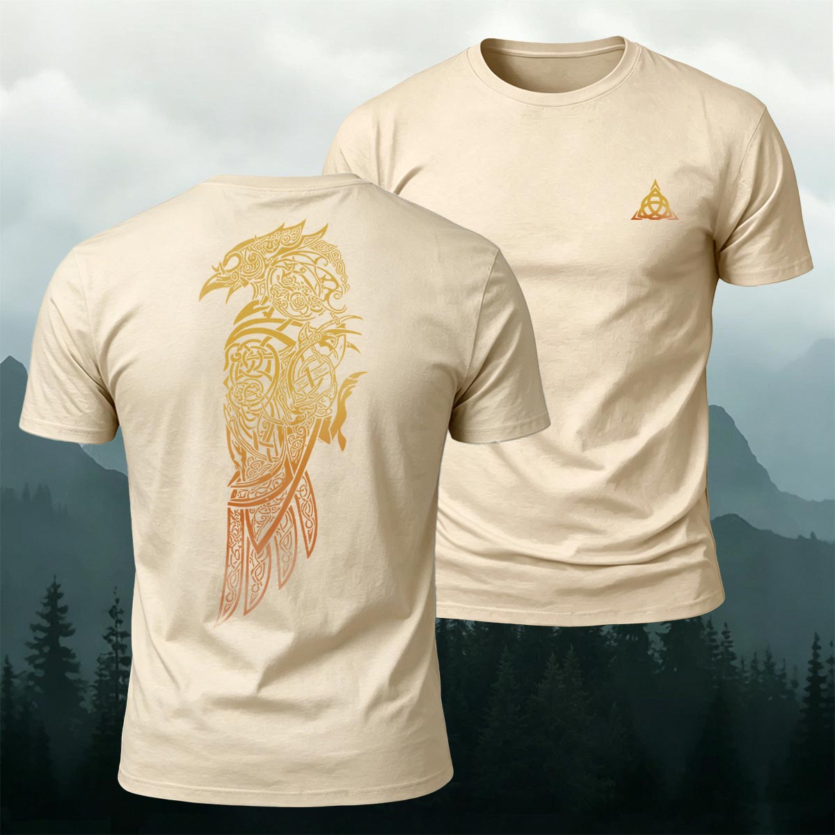 Viking Mythology Raven Premium Cotton Casual Tee