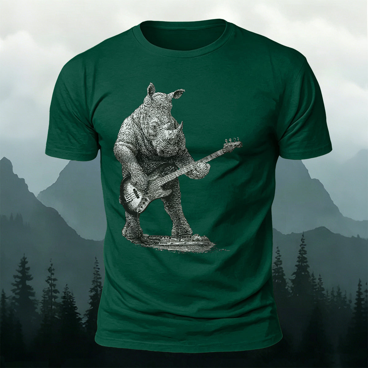 Funny Rock Music Rhino Casual Cotton T-Shirt