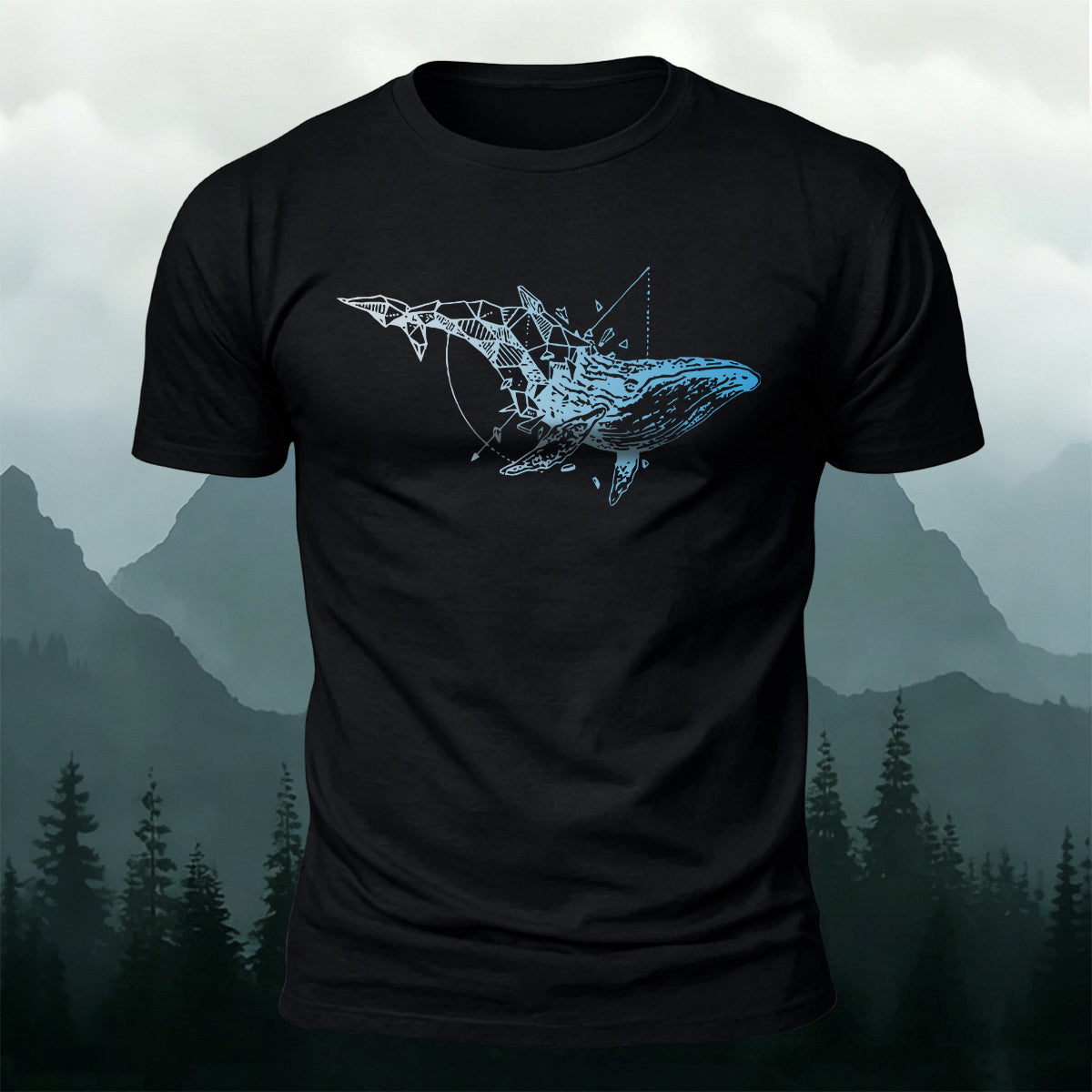Sacred Geometry Whale Casual Cotton T-Shirt