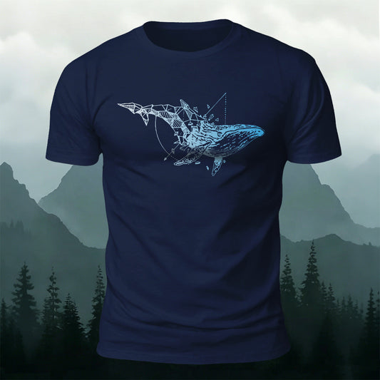 Sacred Geometry Whale Casual Cotton T-Shirt