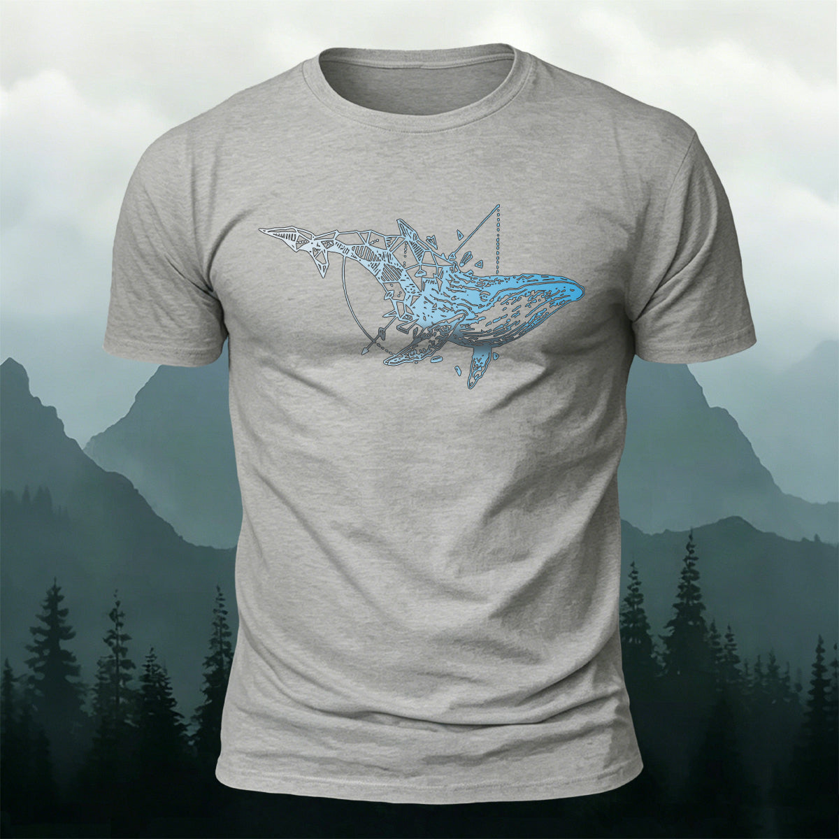 Sacred Geometry Whale Casual Cotton T-Shirt